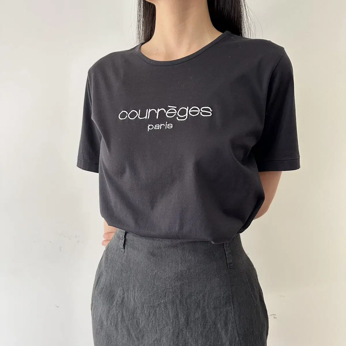 꾸레쥬 꾸레주 courreges 로고 여성 반팔 티셔츠